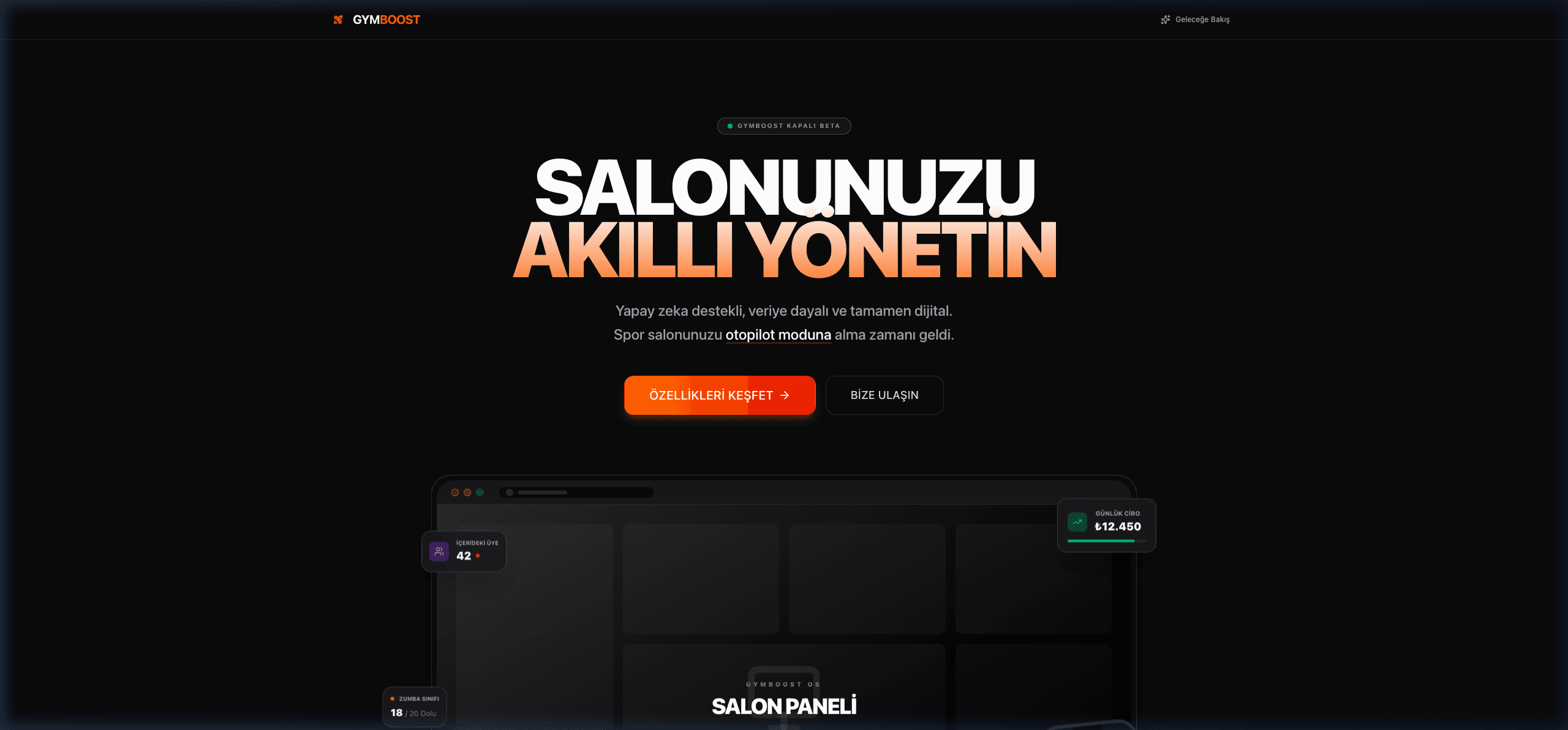 GymBoost - Spor salonu yönetim platformu arayüzü